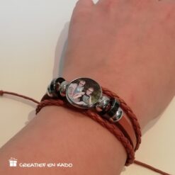touwarmband met foto bruin