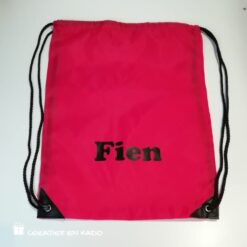 fluor roze gymtas met naam Fien