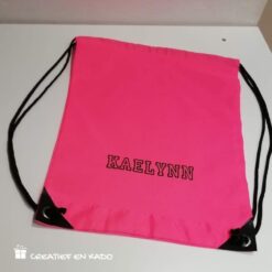 roze gymtas met naam bedrukt