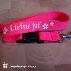 keycord met naam felroze