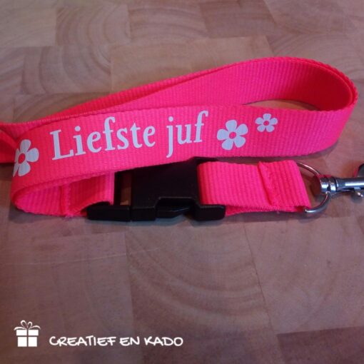 keycord met naam felroze