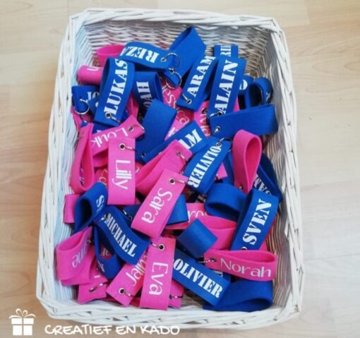 sleutelhanger blauw en roze