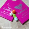 vitamine capsule pen, notitieboek superjuf roze