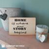 Houten kaart Home is where our story begins – rechthoek, een leuk cadeau