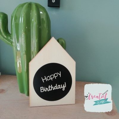 Houten kaart Happy birthday | huisje