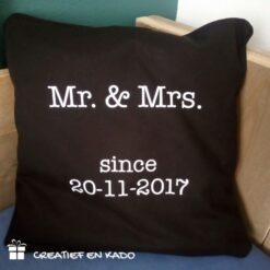 zwarte kussenhoes mr & mrs