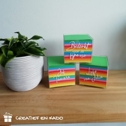 memo kubussen juf, memoblok juf, cadeau juf