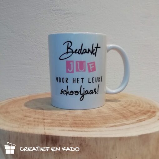 Mok juf, cadeau juf, Bedankt juf voor het leuke schooljaar