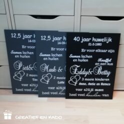 tekstbord ... jaar huwelijk, tekstbord jubileum, trouwcadeau