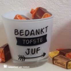 theelichtje juf, tofste juf theelichtje, cadeau juf
