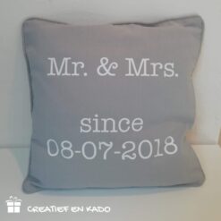 kussenhoes Mr&Mrs, kussenhoes trouwdatum