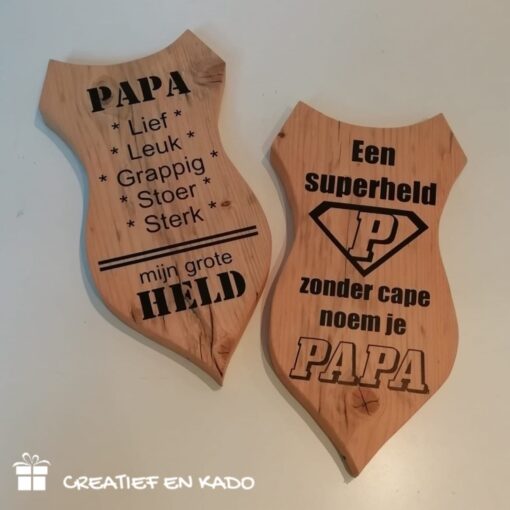 houten schild papa, cadeau vaderdag, cadeau superheld