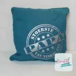 kussenhoes stoerste papa, cadeau vaderdag,kussenhoes stempel