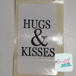 sticker hugs & kisses, sluitzegel, kadozegel