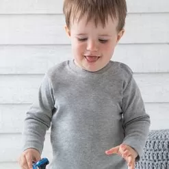 baby longsleeve grijs, baby shirt lange mouw, baby shirt grijs