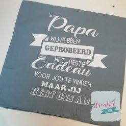 kussenhoes beste cadeau, cadeau vaderdag, cadeau papa, cadeau opa, kussenhoes lichtblauw