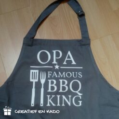 keukenschort grijs, keukenschort opa bbq king