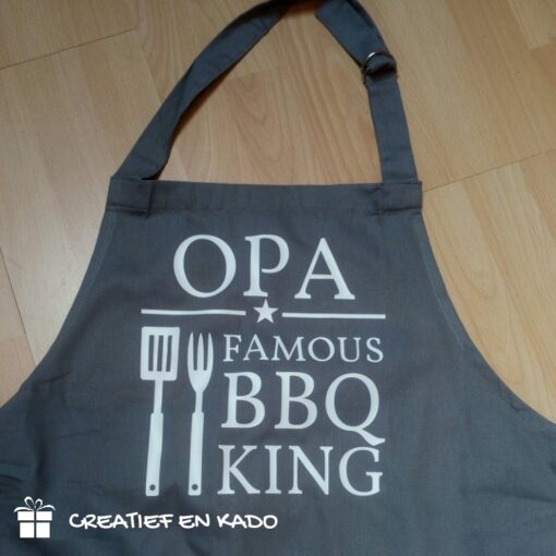 keukenschort grijs, keukenschort opa bbq king