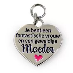 charm for you moeder, bedeltje moeder, cadeau mama, cadeau Moederdag, cadeau aanstaande moeder, je bent een fantastische vrouw en een geweldige moeder