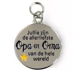 charm for you opa & oma, bedel opa en oma, hanger opa en oma, cadeau opa, cadeau oma, jullie zijn de allerliefste opa en oma van de hele wereld