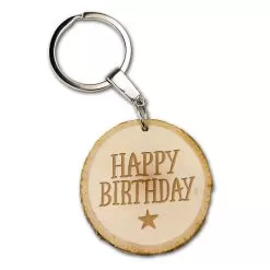 boomschijf sleutelhanger happy birthday, cadeau verjaardag, verjaardag man, verjaardag vrouw