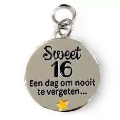 charm for you sweet 16, bedeltje verjaardag, cadeau 16 jaar