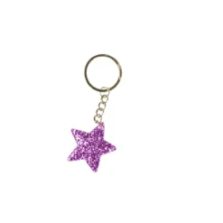 Sleutelhanger glitter ster in paars, een vrolijk uitdeelkadootje