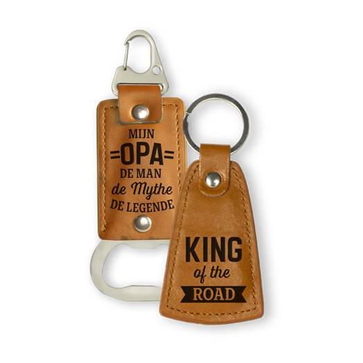 leren sleutelhanger, leren opener, cadeau man