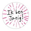 Kadosticker ik ben jarig – roze, om je cadeau mooi in te pakken