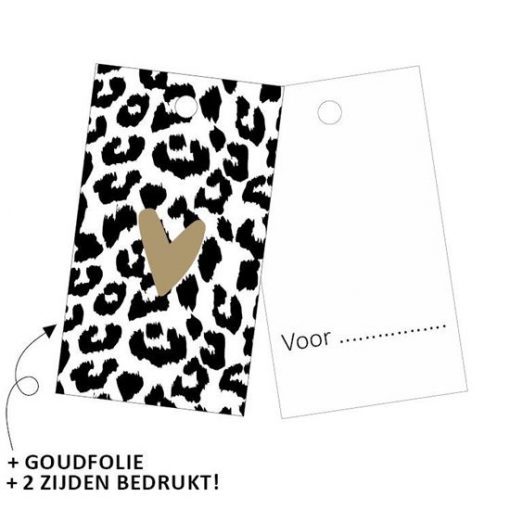 cadeau label cheetah hartje goud, kadolabel cheetah, kadotag,