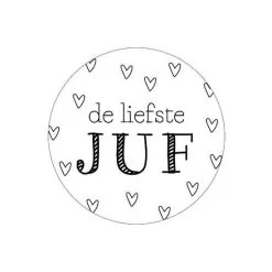 sluitsticker de liefste juf, ronde sticker juf, cadeau juf