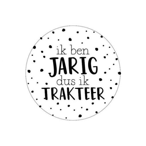 Sluitsticker ik ben jarig dus ik trakteer, sluitsticker trakteren