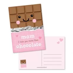kaart Mom i love you more than chocolate, kaart mama, chocolade cadeau
