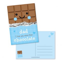 Kaart Dad i love you more than chocolate, kaart papa, chocolade cadeau