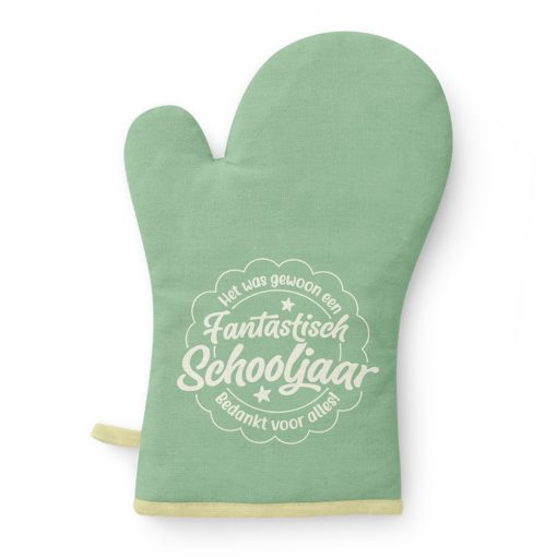 ovenhandschoen schooljaar, fantastisch schooljaar cadeau, cadeau juf, cadeau meester