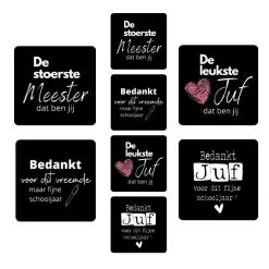 sluitsticker juf, sluitsticker meester bedankt