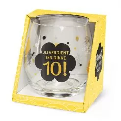 water- wijnglas dikke 10, jij verdient een dikke 10. cadeau juf, cadeau meester