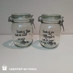 weckpot mars, dankzij jou heb ik meer in mijn mars, snoeppot, kado leerkracht