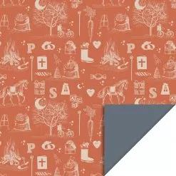 inpakpapier sint vintage ocean blue, inpakpapier sinterklaas, cadeau papier sinterklaas