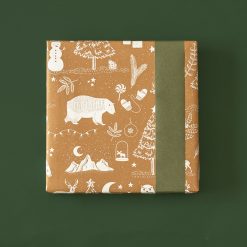 inpakpapier kerst vintage cognac, cadeau papier kerstmis