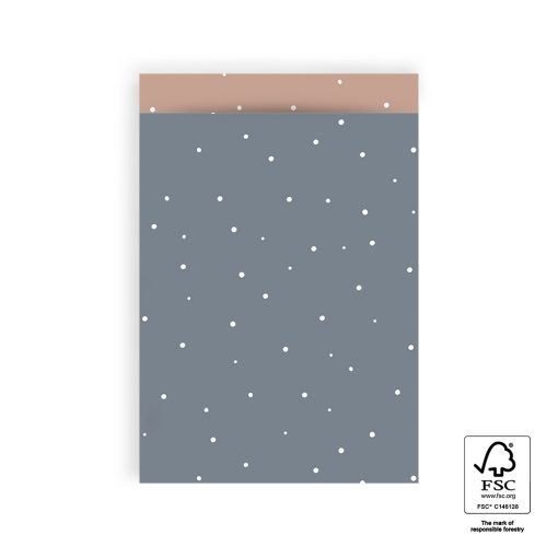 cadeauzakje little dots sky blue, papieren cadeau zakje, kadozakje papier, geboorte kado inpakken