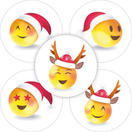 kadostickers kerst smileys, sluitstickers smileys kerstmis, inpakken kerst