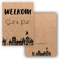 minikaartje welkom sint & piet, minikaart welkom Sint, cadeaukaart Sinterklaas, Sinterklaas inpakken