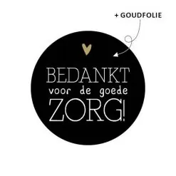 Sluitsticker bedankt voor de goede zorg, kado sticker zorg