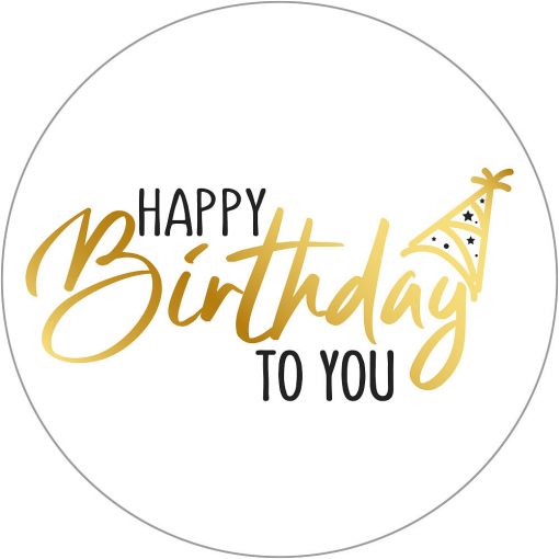 sluitsticker happy birthday to you party, kado sticker happy birthday, kadosticker verjaardag