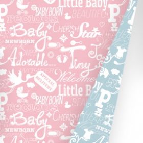 inpakpapier baby roze en blauw, kadopapier baby, cadeaupapier baby, baby geboren, kraamcadeau inpakken