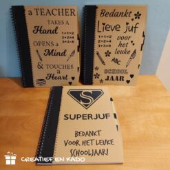notitieboek juf of meester, notitieboek A4, kado leerkracht