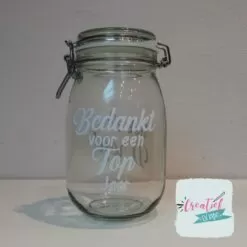 weckpot eigen tekst, weckpot bedankt