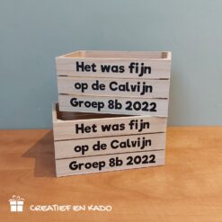 houten kratje eigen tekst, houten kratje einde schooljaar