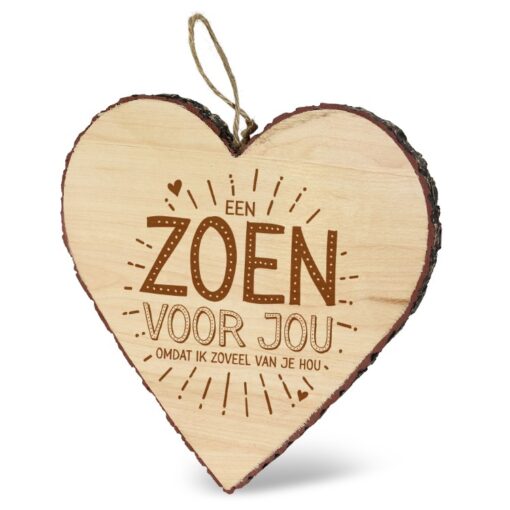 een zoen voor jou, mijn hart collectie, houten hart hanger